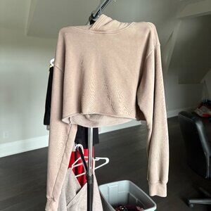 TNA cropped light brown hoodie